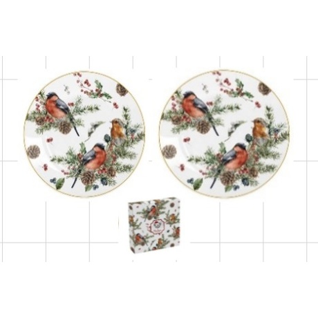 Taldrikud 2 tk kmpl.Christmas Birds 19cm